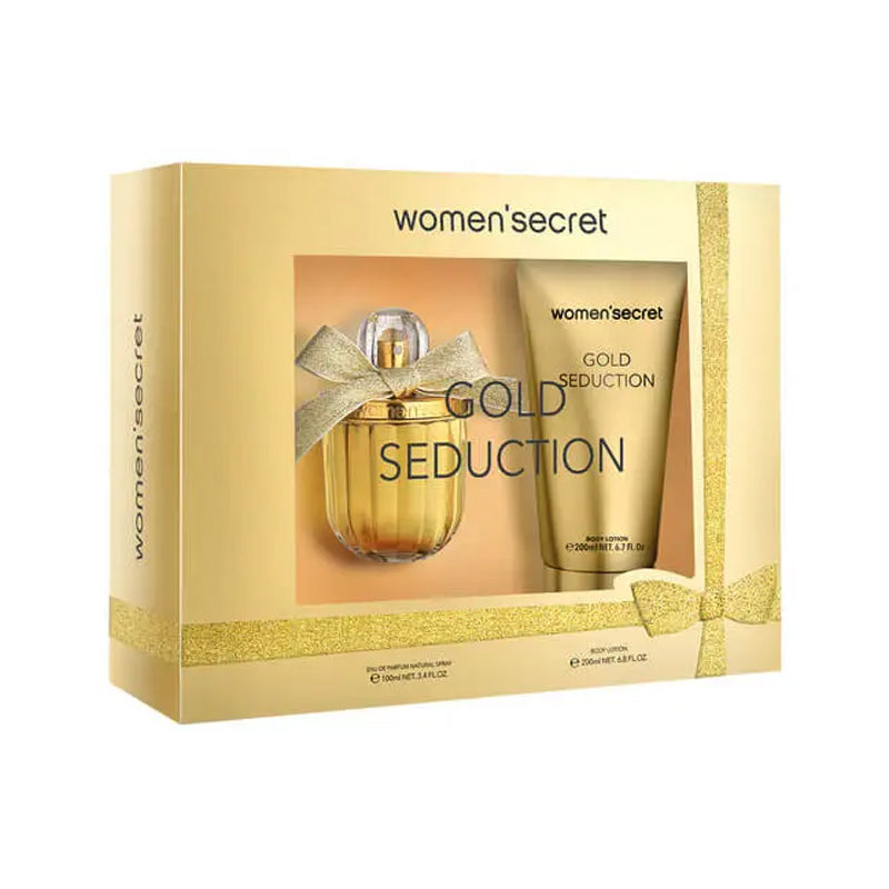 Women'Secret Coffre Gold Seduction EDP 100 ml And Body Lotion 200 ml Set For Her - 8411114054926 - www.xscent.shop